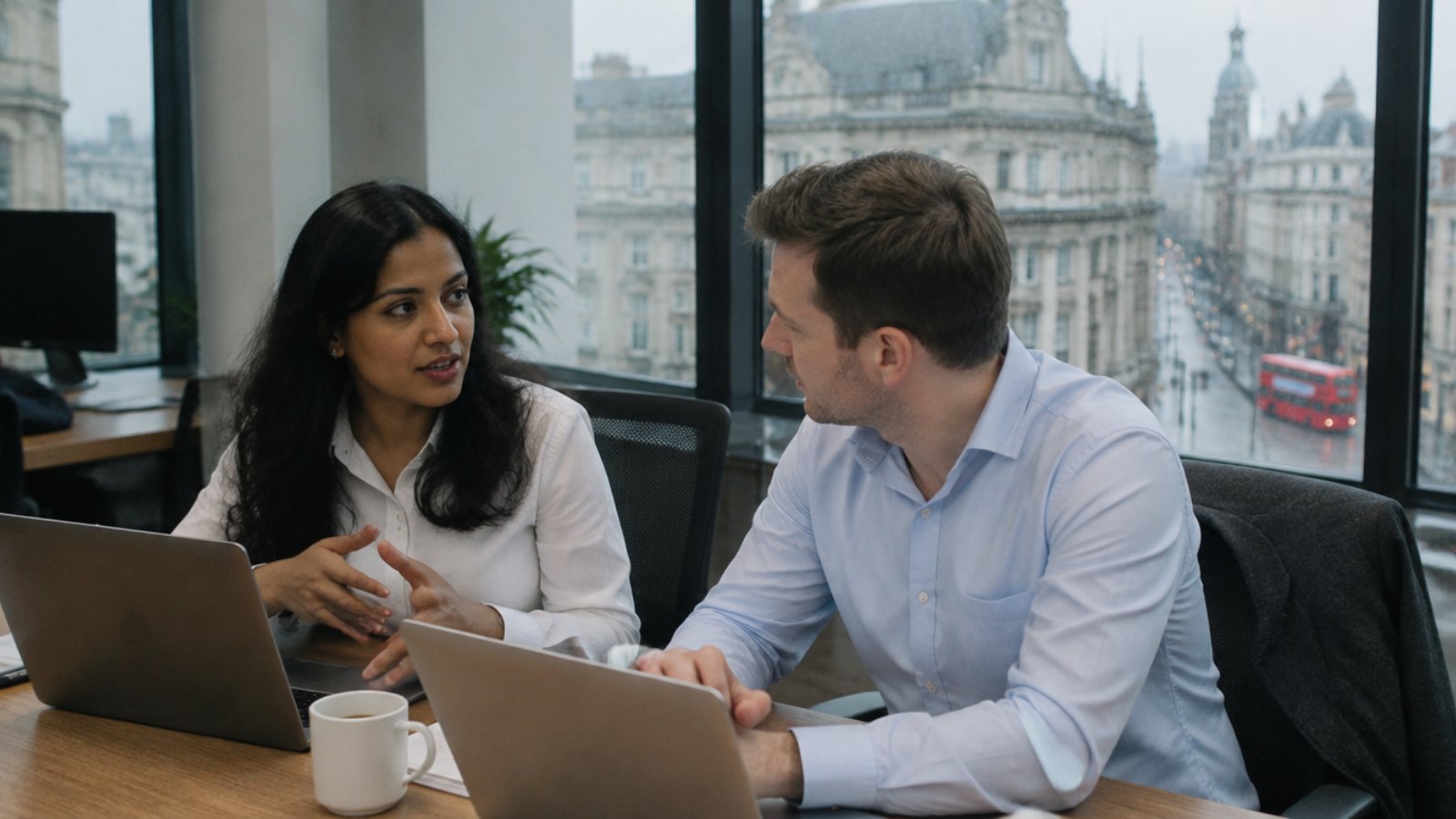 Professionals working in an office in the City of London